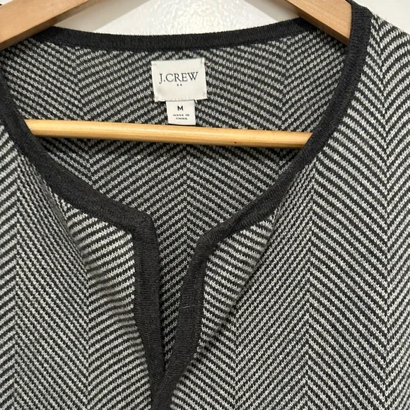 J. Crew Factory Vanessa Sweater Jacket Black and White Herringbone Open Cardigan - Picture 6 of 12